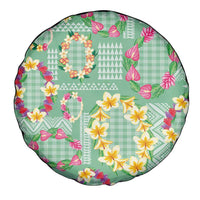 Hawaiian Leis Spare Tire Cover Kakau Tattoos and Palaka Pastel Green Color