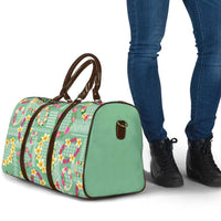 Hawaiian Leis Travel Bag Kakau Tattoos and Palaka Pastel Green Color