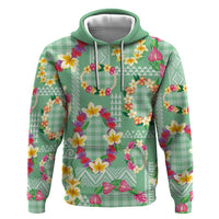 Hawaiian Leis Zip Hoodie Kakau Tattoos and Palaka Pastel Green Color