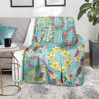 Hawaiian Leis Blanket Kakau Tattoos and Palaka Pastel Teal Color