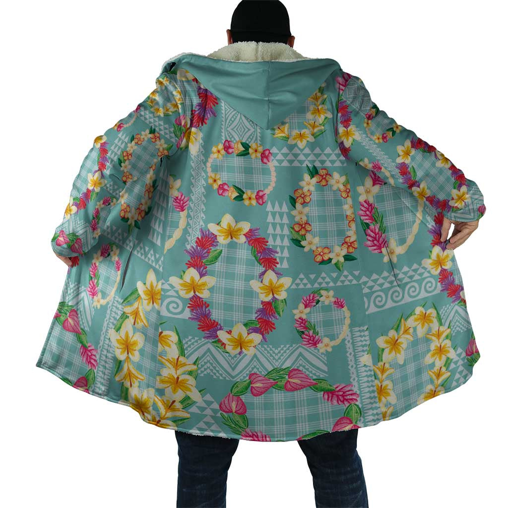 Hawaiian Leis Cloak Kakau Tattoos and Palaka Pastel Teal Color
