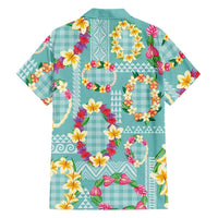 Hawaiian Leis Family Matching Puletasi and Hawaiian Shirt Kakau Tattoos and Palaka Pastel Teal Color LT03 - Polynesian Pride