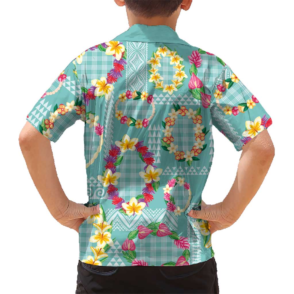 Hawaiian Leis Hawaiian Shirt Kakau Tattoos and Palaka Pastel Teal Color