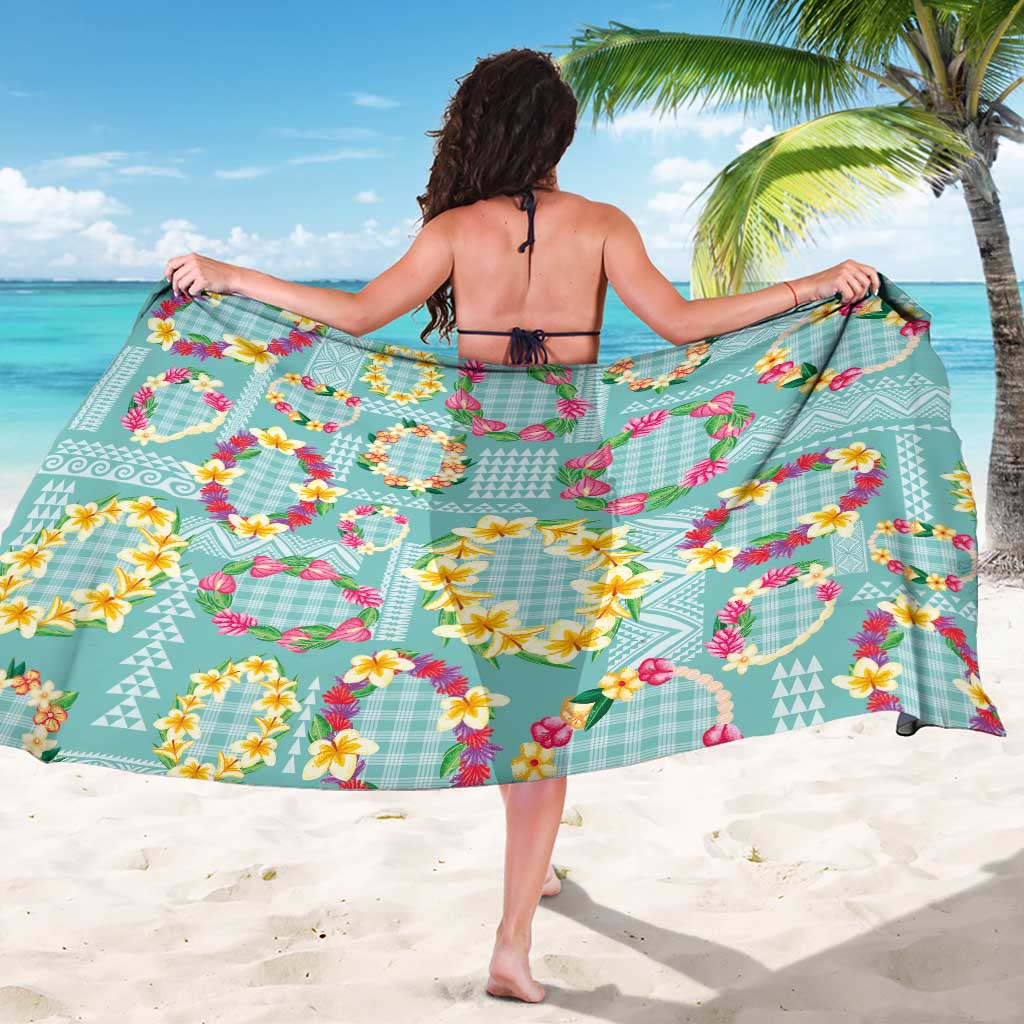Hawaiian Leis Sarong Kakau Tattoos and Palaka Pastel Teal Color
