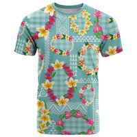 Hawaiian Leis T Shirt Kakau Tattoos and Palaka Pastel Teal Color