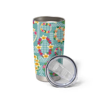 Hawaiian Leis Tumbler Cup Kakau Tattoos and Palaka Pastel Teal Color