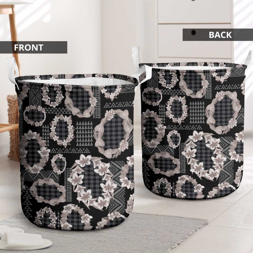 Hawaiian Leis Laundry Basket Kakau Tattoos and Palaka Pastel Grayscale