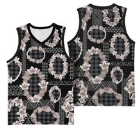 Hawaiian Leis Basketball Jersey Kakau Tattoos and Palaka Pastel Grayscale