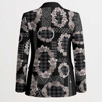 Hawaiian Leis Blazer Kakau Tattoos and Palaka Pastel Grayscale