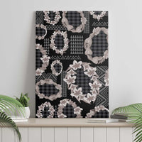 Hawaiian Leis Canvas Wall Art Kakau Tattoos and Palaka Pastel Grayscale