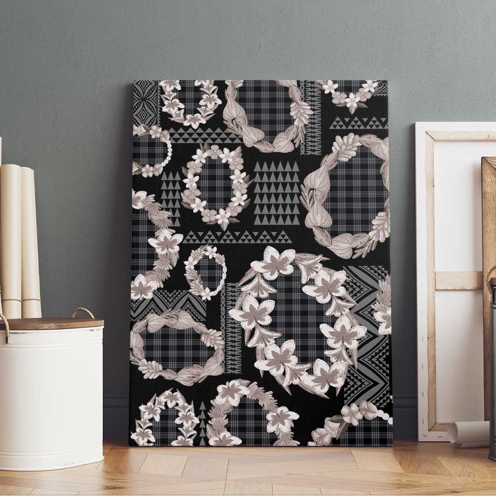 Hawaiian Leis Canvas Wall Art Kakau Tattoos and Palaka Pastel Grayscale