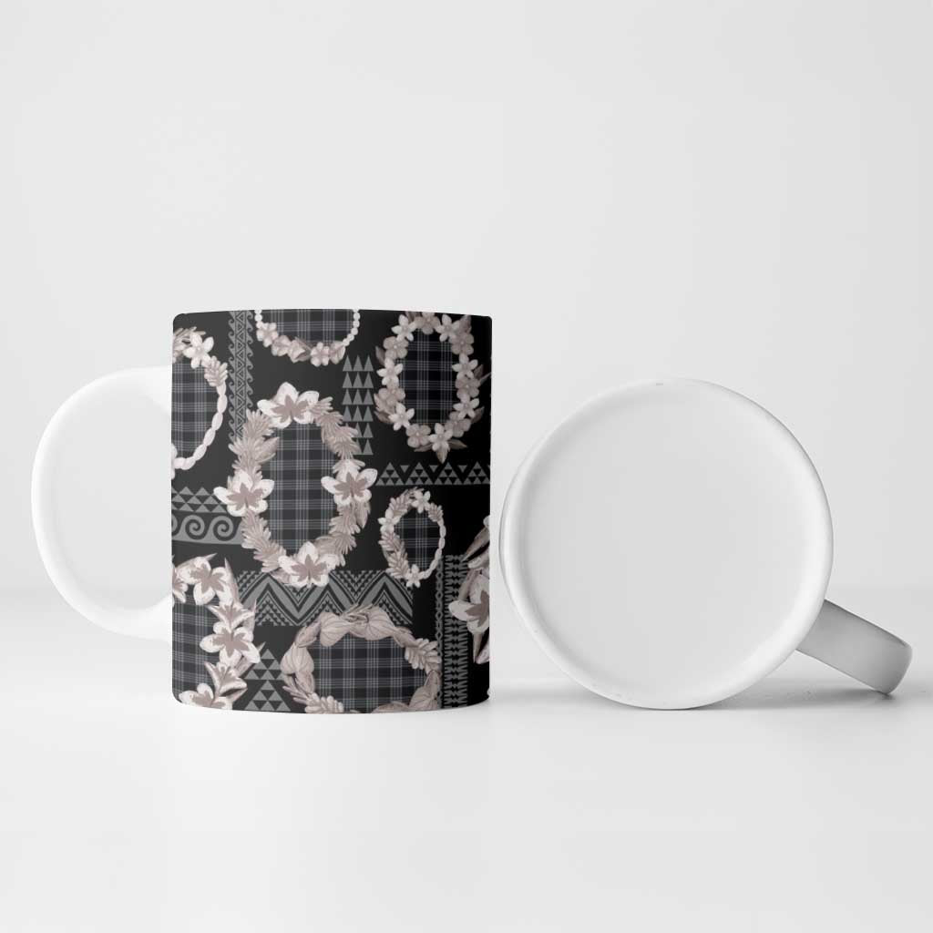 Hawaiian Leis Ceramic Mug Kakau Tattoos and Palaka Pastel Grayscale