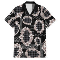 Hawaiian Leis Family Matching Summer Maxi Dress and Hawaiian Shirt Kakau Tattoos and Palaka Pastel Grayscale LT03 Dad's Shirt - Short Sleeve Black - Polynesian Pride