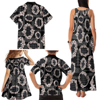 Hawaiian Leis Family Matching Tank Maxi Dress and Hawaiian Shirt Kakau Tattoos and Palaka Pastel Grayscale LT03 - Polynesian Pride
