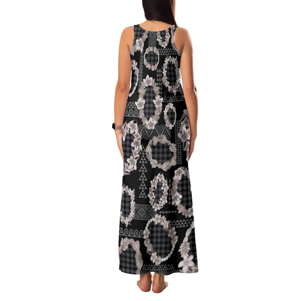 Hawaiian Leis Family Matching Tank Maxi Dress and Hawaiian Shirt Kakau Tattoos and Palaka Pastel Grayscale LT03 - Polynesian Pride