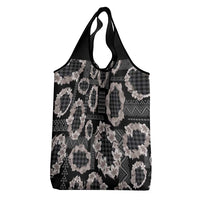 Hawaiian Leis Grocery Bag Kakau Tattoos and Palaka Pastel Grayscale