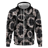 Hawaiian Leis Hoodie Kakau Tattoos and Palaka Pastel Grayscale