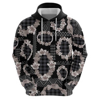 Hawaiian Leis Hoodie Kakau Tattoos and Palaka Pastel Grayscale