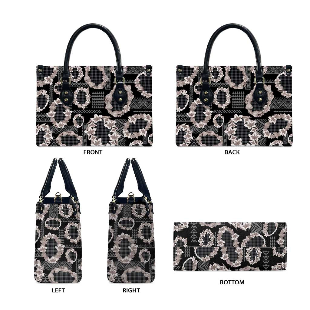 Hawaiian Leis Leather Bag Kakau Tattoos and Palaka Pastel Grayscale