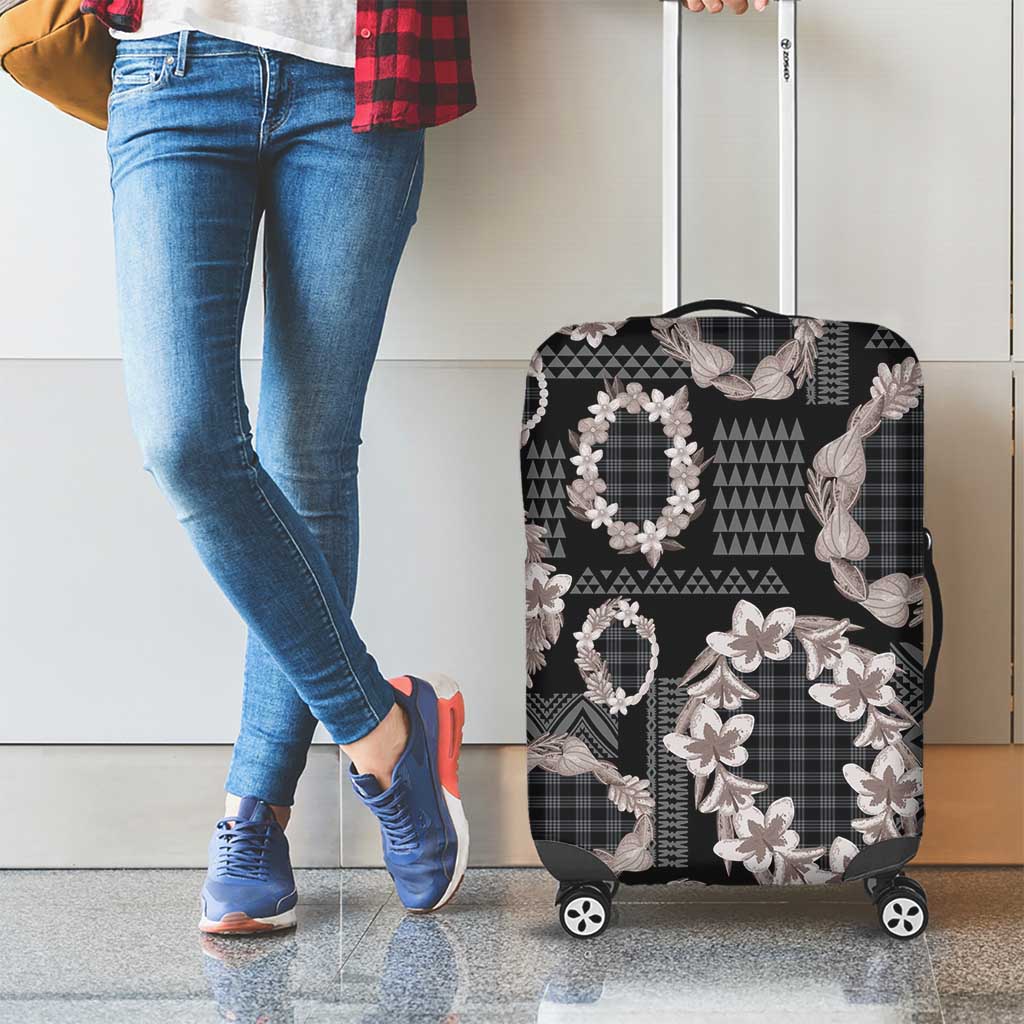 Hawaiian Leis Luggage Cover Kakau Tattoos and Palaka Pastel Grayscale