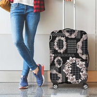Hawaiian Leis Luggage Cover Kakau Tattoos and Palaka Pastel Grayscale