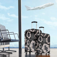 Hawaiian Leis Luggage Cover Kakau Tattoos and Palaka Pastel Grayscale
