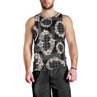 Hawaiian Leis Men Tank Top Kakau Tattoos and Palaka Pastel Grayscale