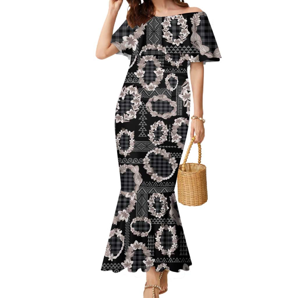Hawaiian Leis Mermaid Dress Kakau Tattoos and Palaka Pastel Grayscale