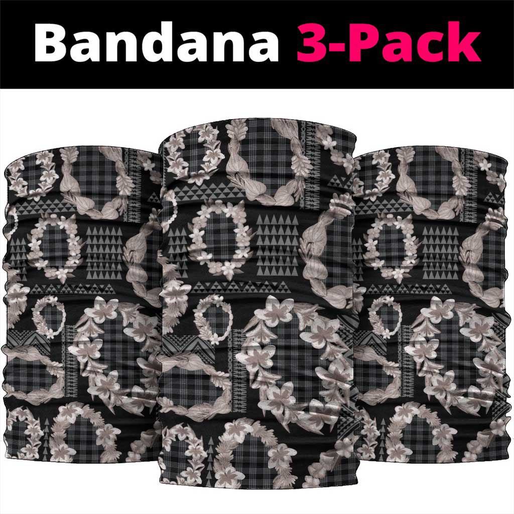 Hawaiian Leis Neck Gaiter Kakau Tattoos and Palaka Pastel Grayscale