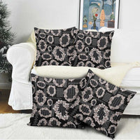 Hawaiian Leis Pillow Cover Kakau Tattoos and Palaka Pastel Grayscale