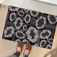 Hawaiian Leis Rubber Doormat Kakau Tattoos and Palaka Pastel Grayscale