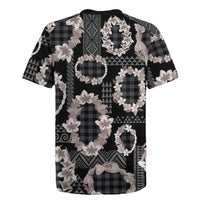 Hawaiian Leis Rugby Jersey Kakau Tattoos and Palaka Pastel Grayscale