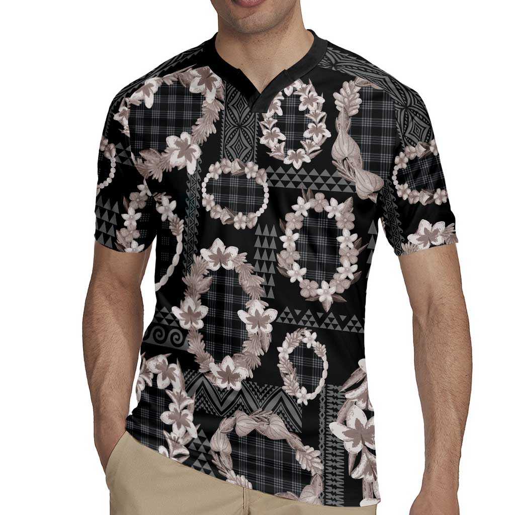 Hawaiian Leis Rugby Jersey Kakau Tattoos and Palaka Pastel Grayscale