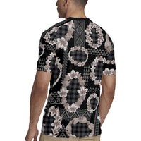 Hawaiian Leis Rugby Jersey Kakau Tattoos and Palaka Pastel Grayscale