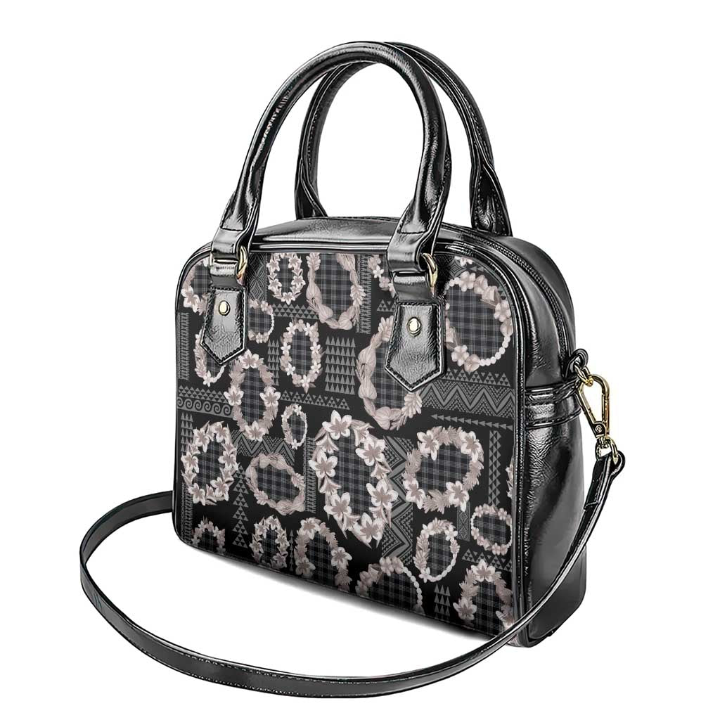 Hawaiian Leis Shoulder Handbag Kakau Tattoos and Palaka Pastel Grayscale