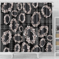 Hawaiian Leis Shower Curtain Kakau Tattoos and Palaka Pastel Grayscale