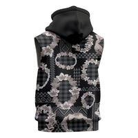 Hawaiian Leis Sleeveless Hoodie Kakau Tattoos and Palaka Pastel Grayscale