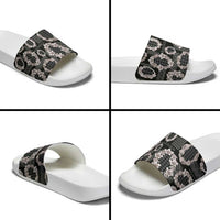 Hawaiian Leis Slide Sandals Kakau Tattoos and Palaka Pastel Grayscale