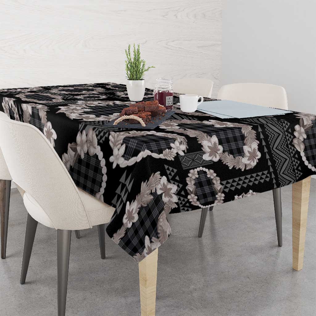 Hawaiian Leis Tablecloth Kakau Tattoos and Palaka Pastel Grayscale