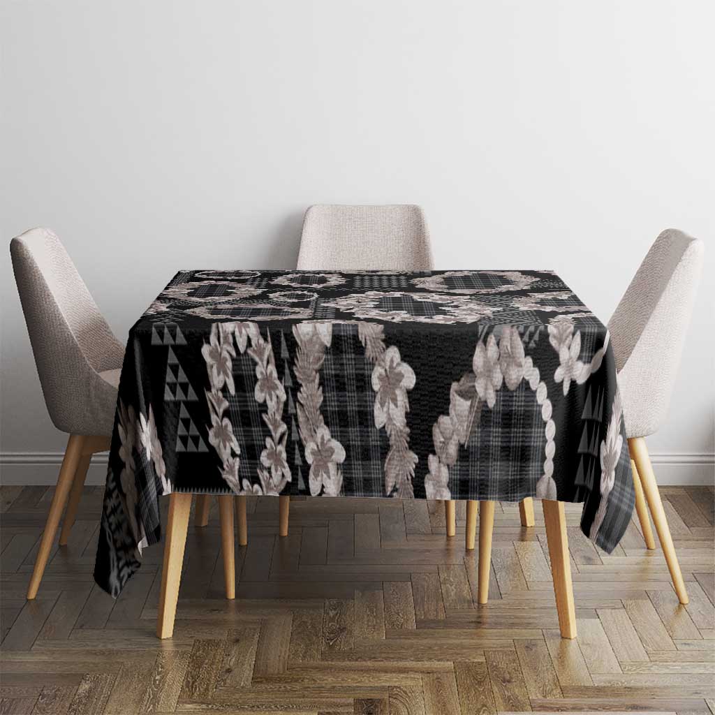 Hawaiian Leis Tablecloth Kakau Tattoos and Palaka Pastel Grayscale