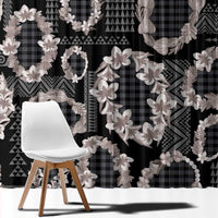 Hawaiian Leis Window Curtain Kakau Tattoos and Palaka Pastel Grayscale