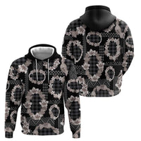 Hawaiian Leis Zip Hoodie Kakau Tattoos and Palaka Pastel Grayscale LT03 - Polynesian Pride