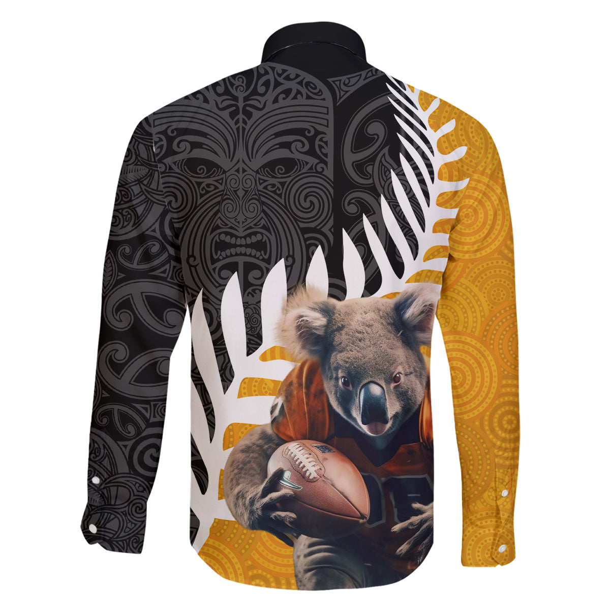 New Zealand and Australia Rugby Family Matching Long Sleeve Bodycon Dress and Hawaiian Shirt Koala and Maori Warrior Together LT03 - Polynesian Pride