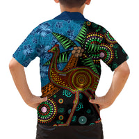 Fiji and Australia Family Matching Long Sleeve Bodycon Dress and Hawaiian Shirt Palm Tree and Abogirinal Emu LT03 - Polynesian Pride