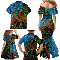 Fiji and Australia Family Matching Mermaid Dress and Hawaiian Shirt Palm Tree and Abogirinal Emu