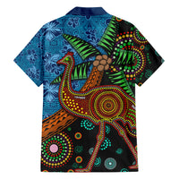 Fiji and Australia Family Matching Short Sleeve Bodycon Dress and Hawaiian Shirt Palm Tree and Abogirinal Emu LT03 - Polynesian Pride