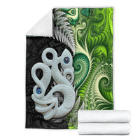 New Zealand Koru Natural Blanket Manaia and Silver Fern Maori Pattern LT03 - Polynesian Pride