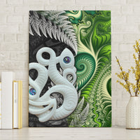 New Zealand Koru Natural Canvas Wall Art Manaia and Silver Fern Maori Pattern LT03 Without Frame Black - Polynesian Pride