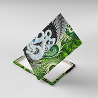 New Zealand Koru Natural Canvas Wall Art Manaia and Silver Fern Maori Pattern LT03 With Frame Black - Polynesian Pride
