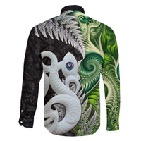 New Zealand Koru Natural Family Matching Long Sleeve Bodycon Dress and Hawaiian Shirt Manaia and Silver Fern Maori Pattern LT03 - Polynesian Pride